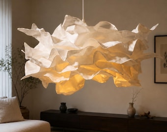 Wolken-Papierlampenschirm, Japandi Pendellampenschirm, Origami Hängelampenschirm, Wabi Sabi E27 Deckenleuchte Abdeckung für Schlafzimmer Dekor
