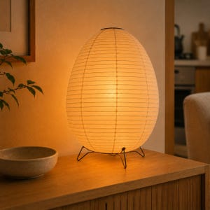 Lámpara de mesa japonesa tipo farol de papel, lámpara decorativa japonesa para apartamentos con bombilla E26, lámpara de ambiente cálido para espacios pequeños, regalo ideal para inauguración de casa.