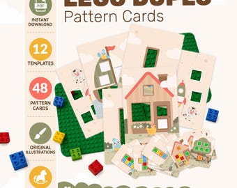 LEGO DUPLO Pattern Cards PDF | 48 Building Challenge Cards + 12 Templates | Printable Learning Activity Ages 2–5