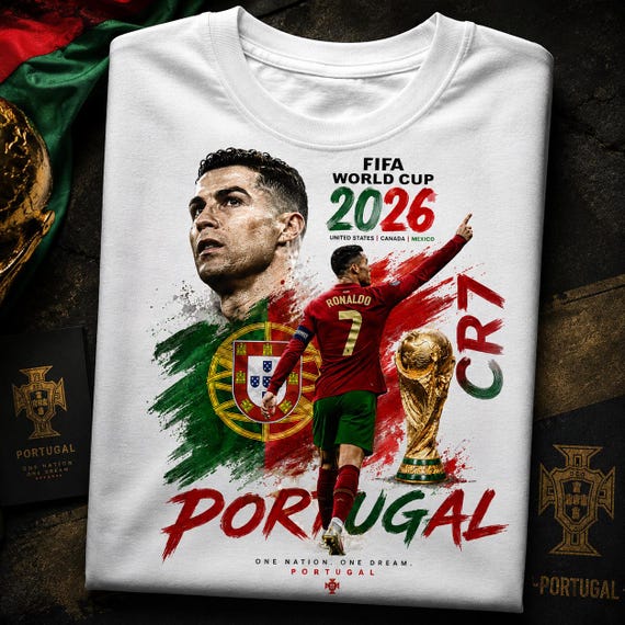 Ronaldo PNG Svg, 2026 worldcup Football Shirt Design, Portugal Fan Graphic, Hala Madrid PNG, Football Game Day Tee, Trendy Sports tee