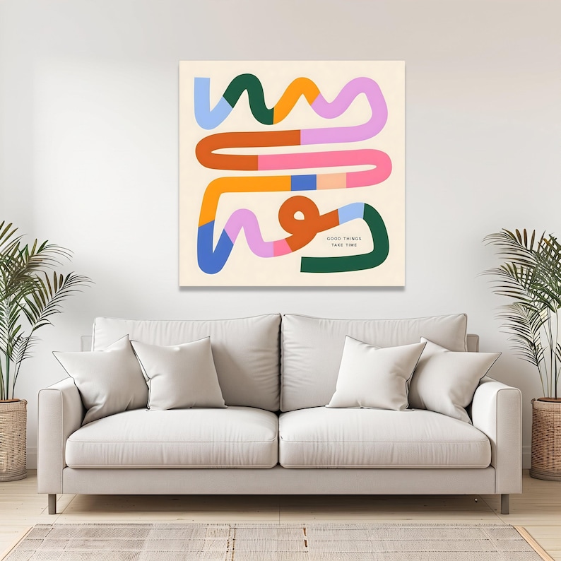 Abstract Custom Shapes Colorful Abstract Shapes Canvas, Inspirational Quote Wall Art, Modern ...