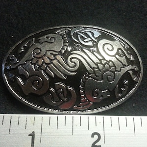 Large Viking Pegasus Oval Pewter Broach