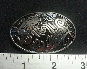 Large Viking Pegasus Oval Pewter Broach