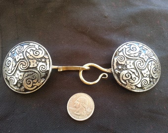 Large Pewter Cloak Clasp Celtic Cats