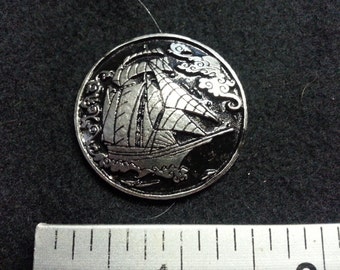 Medium Pewter Broach With A Clipper Ship