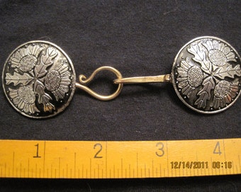Medium Pin On Cloak Clasp With 3 Celtic Thistles