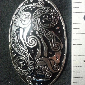 Large Viking Mermaids Oval Pewter Broach