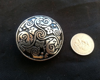 Large Disk Broach With Celtic Cats
