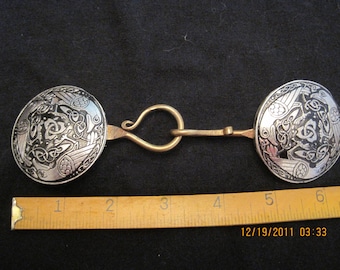 Large Pewter Celtic Raven Cloak Clasp Pin