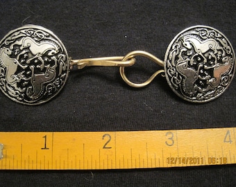 Small Pewter Cloak Clasp With Celtic War Horses