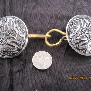 Pewter Cloak Clasp Celtic Frogs