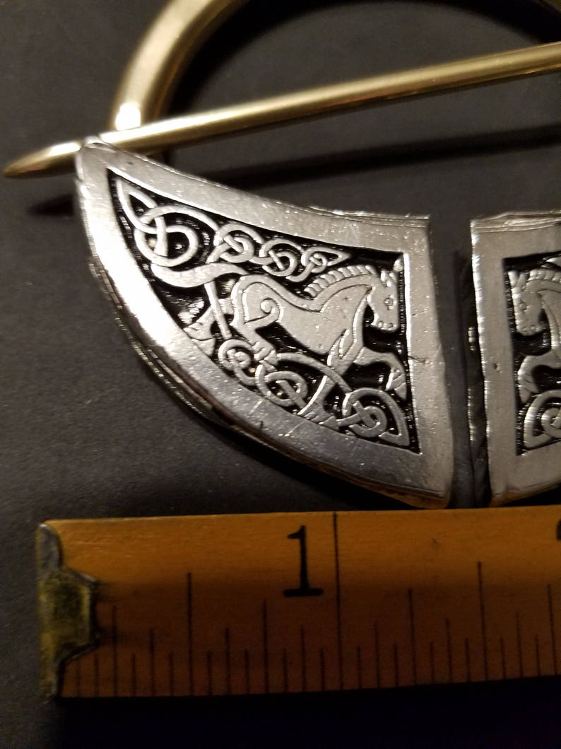 Large Pewter and Bronze Penannular Brooch With Celtic Horses Etsy