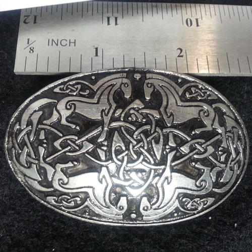 Large Viking Horses Pewter Oval Broach - Etsy