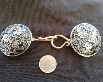 Pewter Cloak Clasp Celtic Mermaid