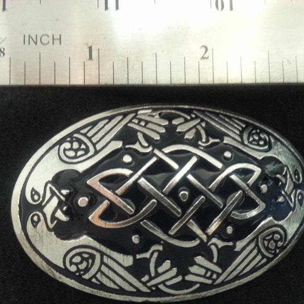 Large Viking Raven Oval Pewter Broach