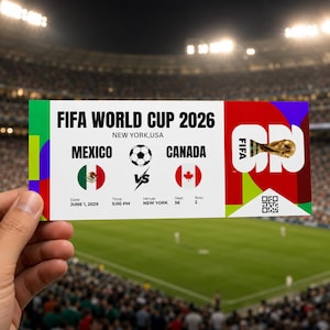 FIFA World Cup 2026 Editable Ticket Template, Football Gift, Football Pass, Canva Digital Download