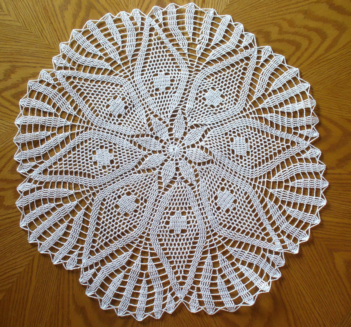 Handmade White Round Crochet Doily: Flying Dragon Flower - Etsy