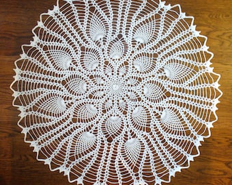 Handmade White Round Crochet Doily: Florida Swamp Lily