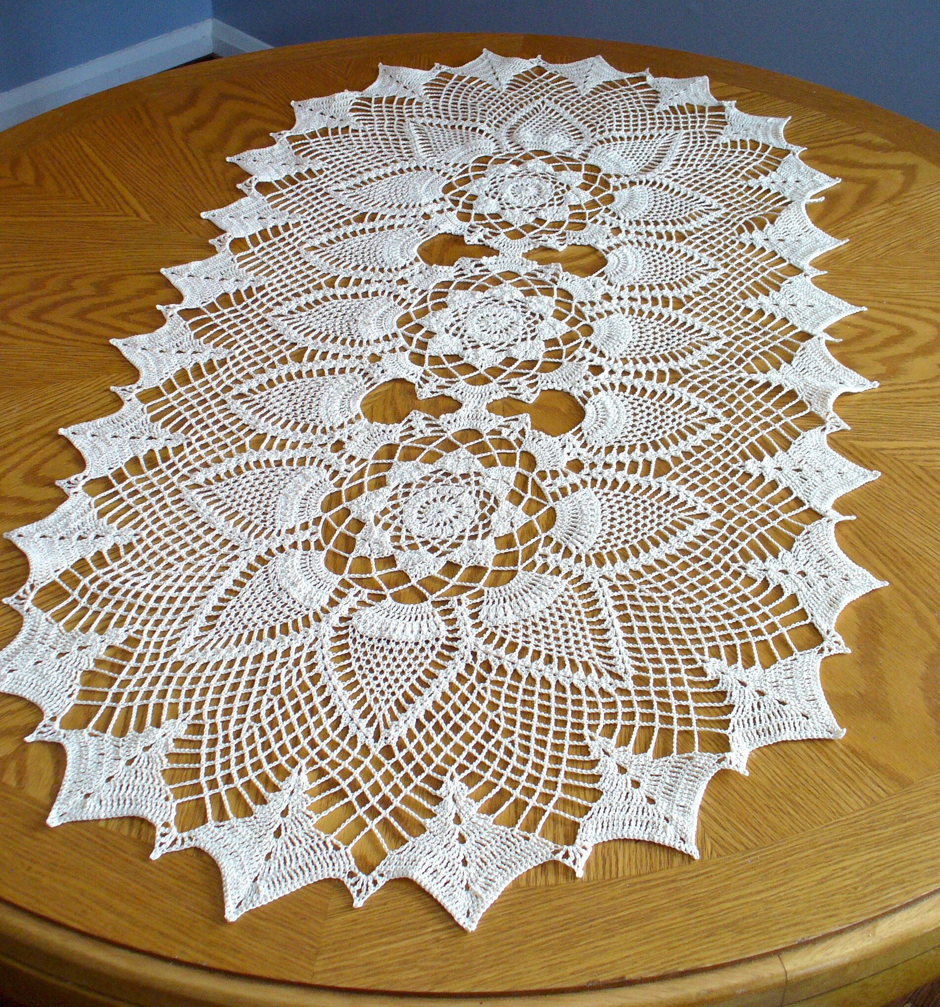 Handmade Ecru Oval Long Crochet Table Runner Firetail Etsy