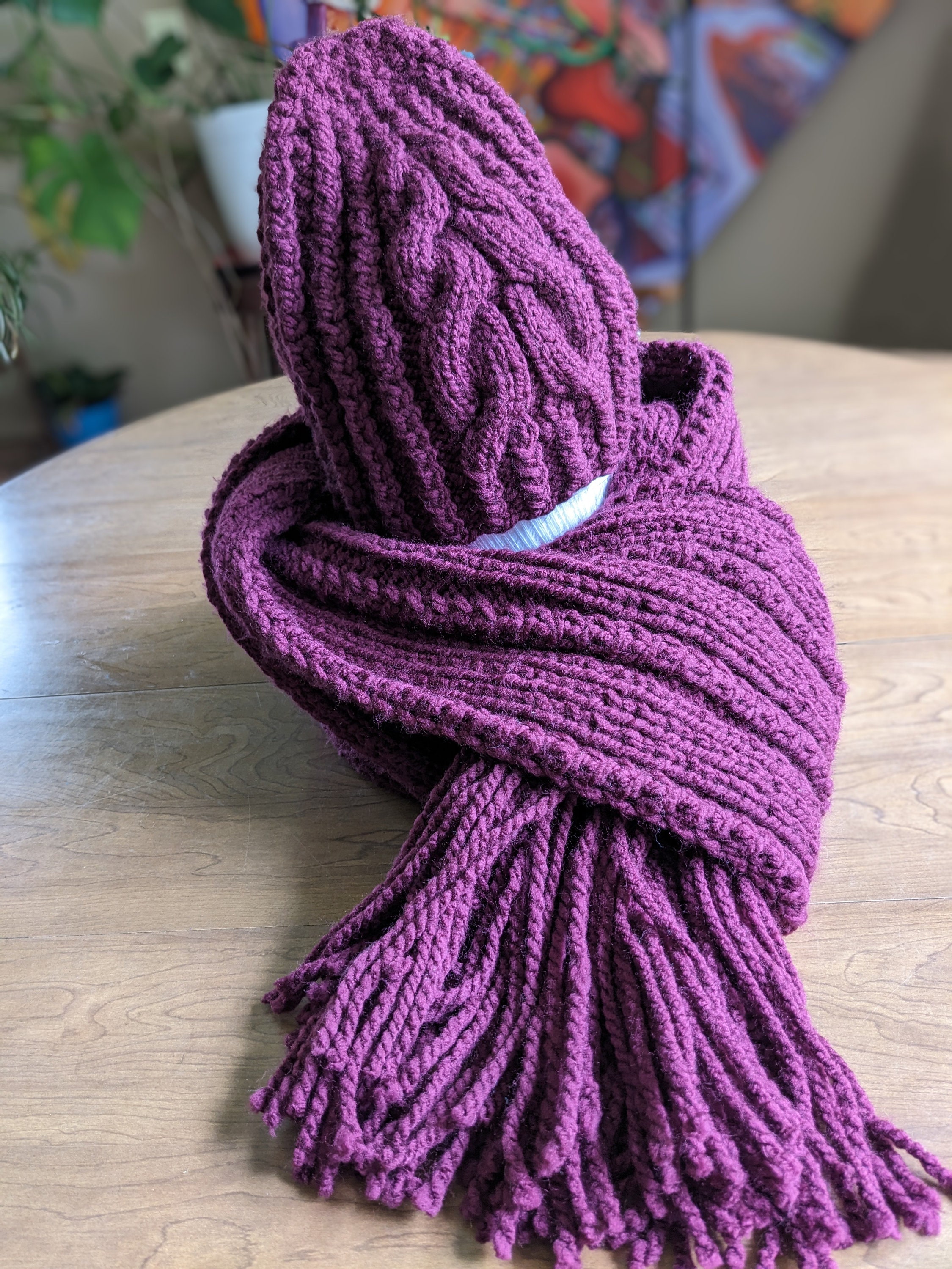 Wine colored hand knitted set of wrap and hat Wrapables Winter Warm Knitted Infinity Scarf and Beanie Hat Set main image 3