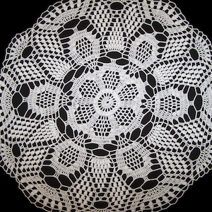 Handmade White Crochet Doily: Grape Vine