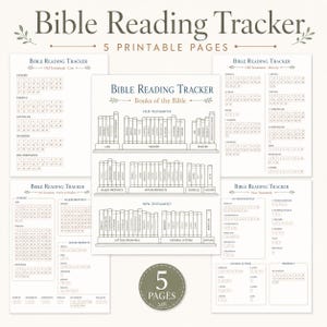 Bible Reading Tracker Printable, Books of the Bible & Chapter Tracker, Bible Reading Plan and Scripture Study Log PDF