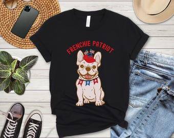 Camiseta Frenchie Patriot / Camiseta del 4 de julio con diseño de bulldog francés