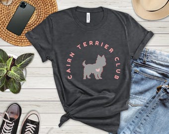 Camiseta con silueta del Cairn Terrier Club / Ropa minimalista para mamás perrunas