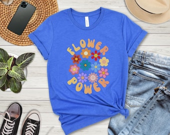 Camiseta con diseño floral retro Flower Power / Margaritas estilo años 60/70