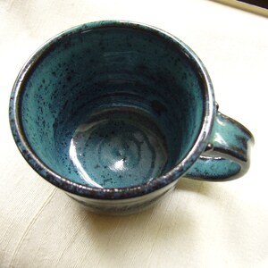 ceramic blue mug cup set of 4, hand made , black clay with blue , dishwasher and microwave oven safe image 2