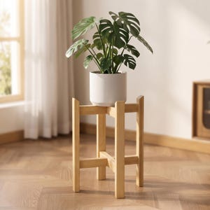 2-Tier Adjustable Bamboo Plant Stool Stand Holder Indoor Plant Stand Indoor Flower Plant Pot Display Plant Shelf