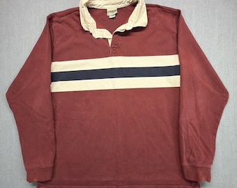 Vintage LL Bean Rugby Shirt Mens XL Heavy Cotton Polo Y2K Made in Peru