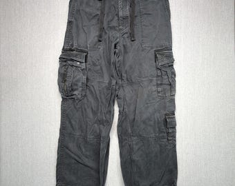 Pantalones cargo vintage Abercrombie & Fitch Paratrooper negros holgados para hombre, talla 34x34, pierna ancha.