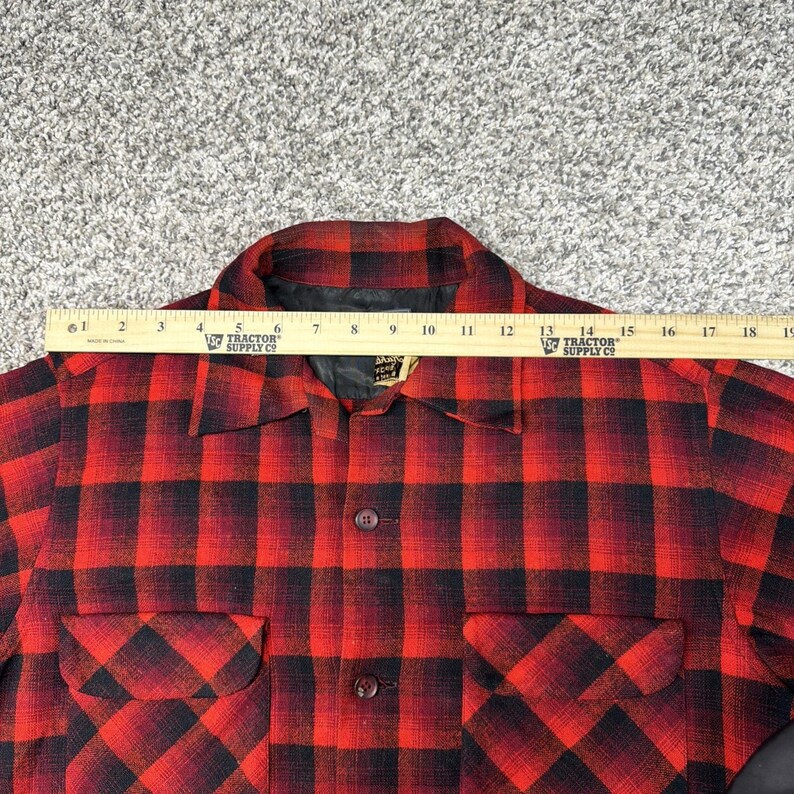 Vintage 70s Pendleton USA Shadow Plaid Wool Board Shirt Flannel M / L image 8