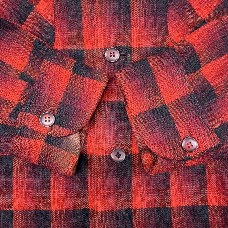 Vintage 70s Pendleton USA Shadow Plaid Wool Board Shirt Flannel M / L image 12