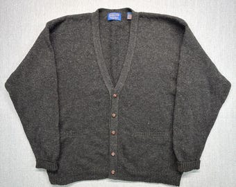 Pendleton Shetland Wool Dark Gray Cardigan Sweater Mens Size L