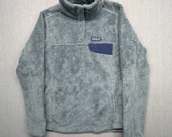 Patagonia Re-Tool Snap-T PolarTec Pullover Sweater Women's M Blue Fleece Pockets