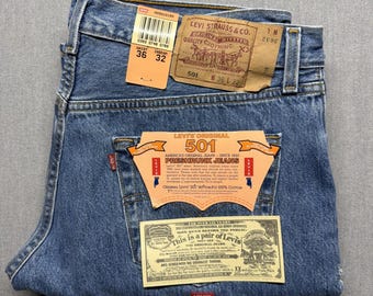 Vtg Deadstock Levi's 501 Button FlyDenim Jeans 36x32 (passt für 34x31) Made in USA