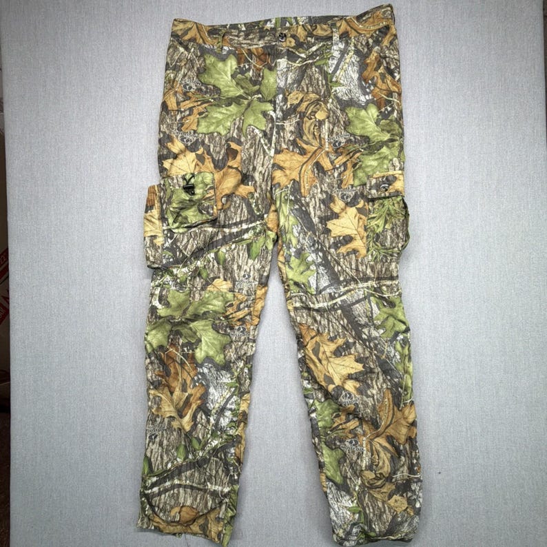 Mens Ol' Tom Mossy Oak Obsession Turkey Hunting Cargo Camo Pants L 38x30 image 1
