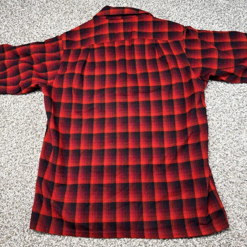 Vintage 70s Pendleton USA Shadow Plaid Wool Board Shirt Flannel M / L image 10