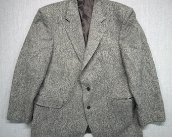Vintage Magee Sports Coat Men 54 Reg Gray Fleck Donegal Irish Tweed Wool Blazer