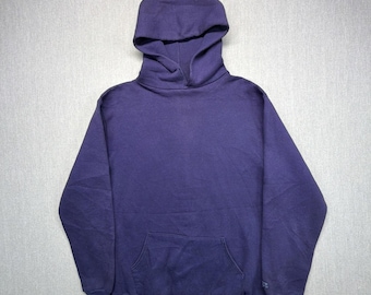 Vintage Russell Athletic Blank Hoodie Mens Large Indigo Sweatshirt 70s 80s