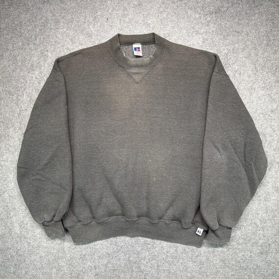 Vintage 1990s Russell Athletic Blank Crewneck Sweatshirt XL Faded Distressed