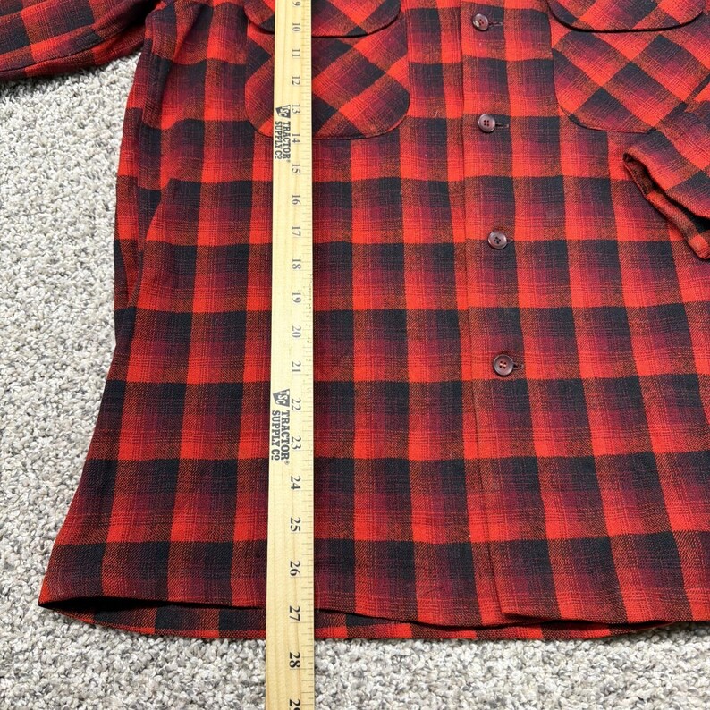 Vintage 70s Pendleton USA Shadow Plaid Wool Board Shirt Flannel M / L image 6