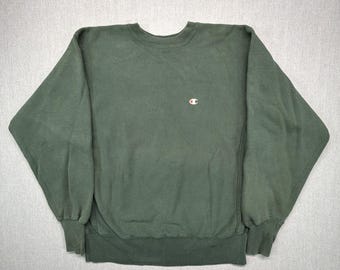 Vintage 90s Champion Reverse Weave Sweatshirt Mens Large Green Made in USA
