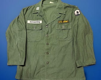 OG 107 タイプ 1 シャツ サイズ ラージ ヴィンテージ ベトナム戦争 米国 サテン コットン DA-36-243 1962