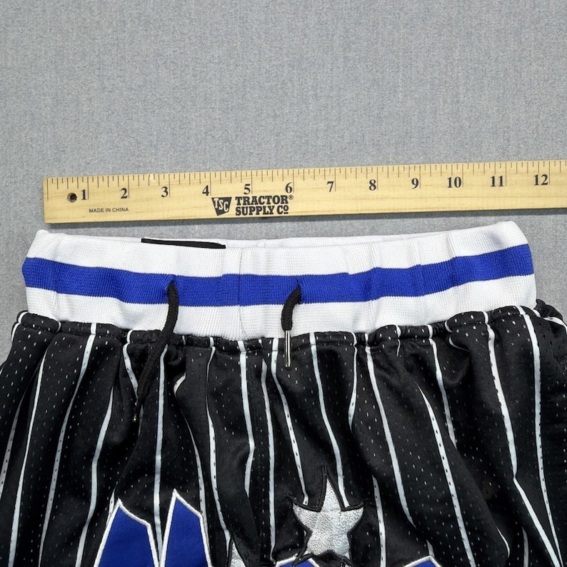 Vintage Y2K Just Don Orlando Magic NBA 1992 - 1993 Mesh Shorts Black Blue Medium image 8