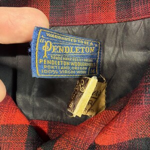 Vintage 70s Pendleton USA Shadow Plaid Wool Board Shirt Flannel M / L image 3