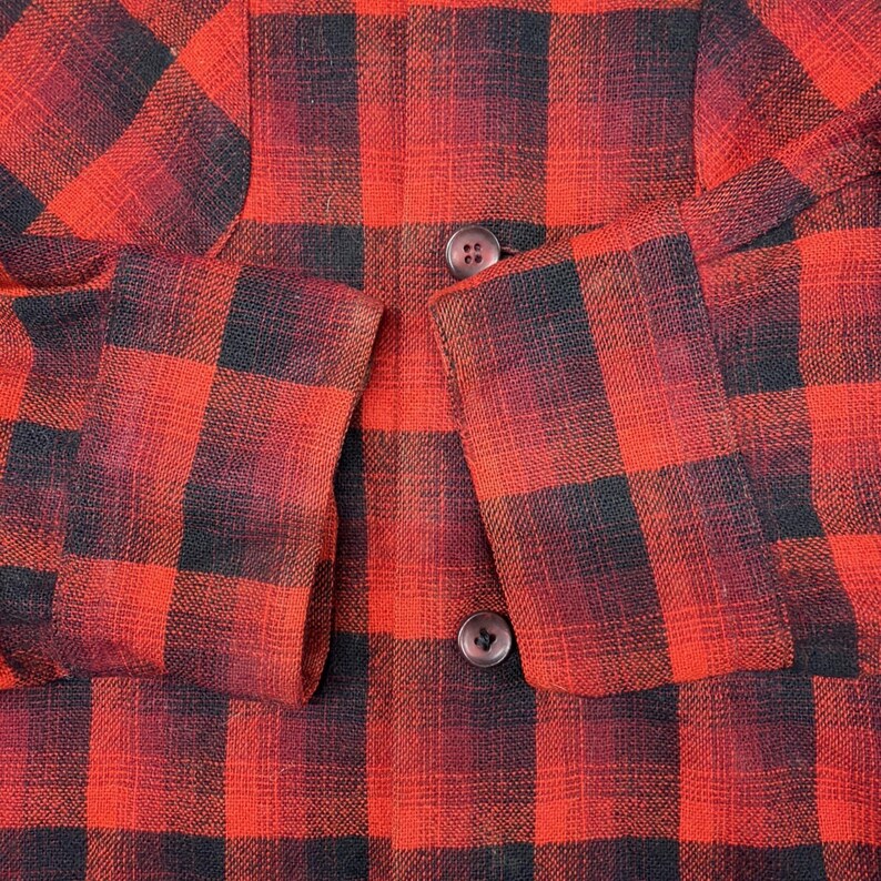 Vintage 70s Pendleton USA Shadow Plaid Wool Board Shirt Flannel M / L image 13