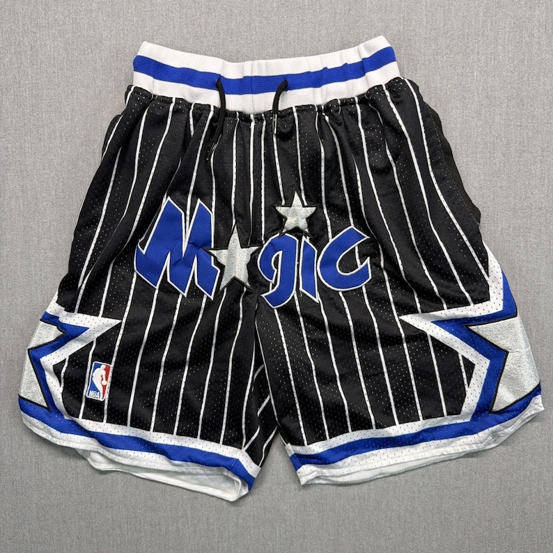 Vintage Y2K Just Don Orlando Magic NBA 1992 - 1993 Mesh Shorts Black Blue Medium image 1